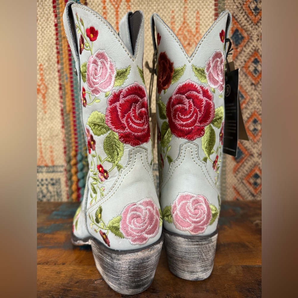 One of a kind Liberty Black Ginebra gray floral embroidered boots. New with tags - Picture 4 of 8